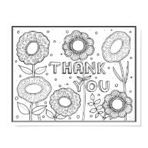 Thank You Gem Flowers Colouring Page Art Poster