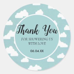 thank you gender neutral baby shower clouds sky  classic round sticker