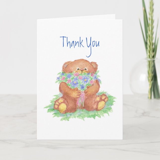 Thank You, General, Flowers &  Teddy Bear Thank You Card (Front)