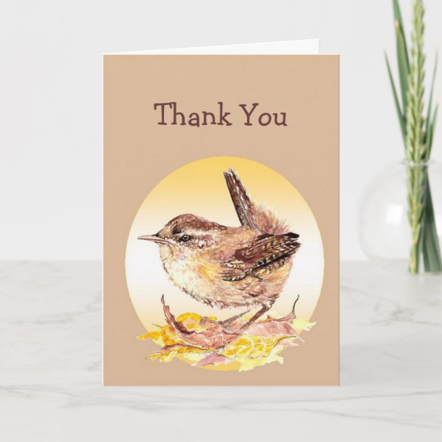 Thank You General  Watercolor House Wren Bird Card (Front)