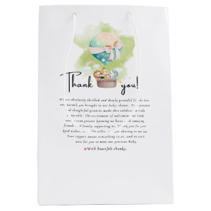 Thank You Gift Bag in Sage Green Gender Reveal Saf