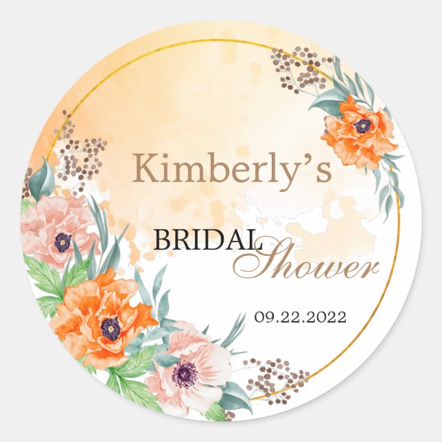 Thank You Gift Bridal Shower  Classic Round Sticke Sticker (Front)