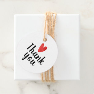 Thank You Gift Tag - Cute Red Heart Round