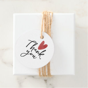 Thank You Gift Tag - Cute Red Heart Round