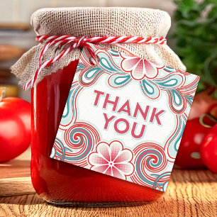 Thank You gift tag with retro flowers