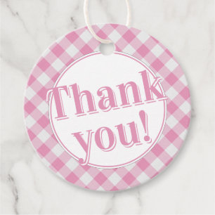 Thank You: Gingham Checks Pattern - Pink/White Favour Tags