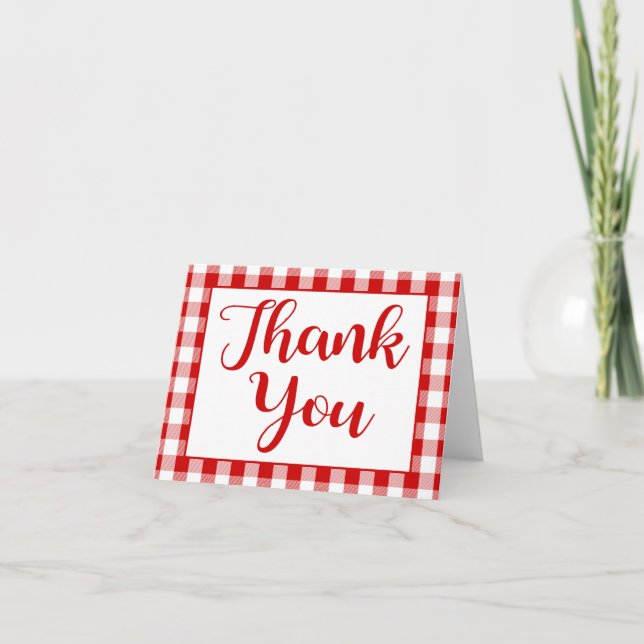 Thank You Gingham Red White Checks Wedding, Party (Front)