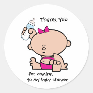 Thank You Girl Baby Shower Gift Tag Sticker