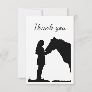 Thank You Girl with Horse Equestrian Farm Animal Card