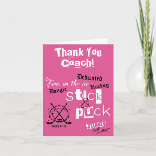 Thank You Girls Hockey Coach Stick Puck Time Pink Card