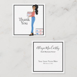 Thank You Girly Business Woman Square Business Car Square Business Card