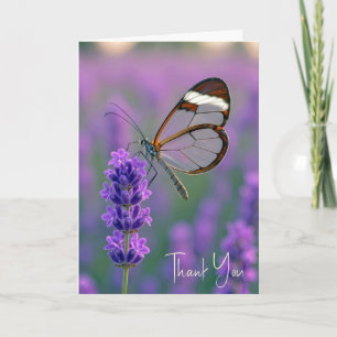 Thank You Glasswing Butterfly On Lavender Card