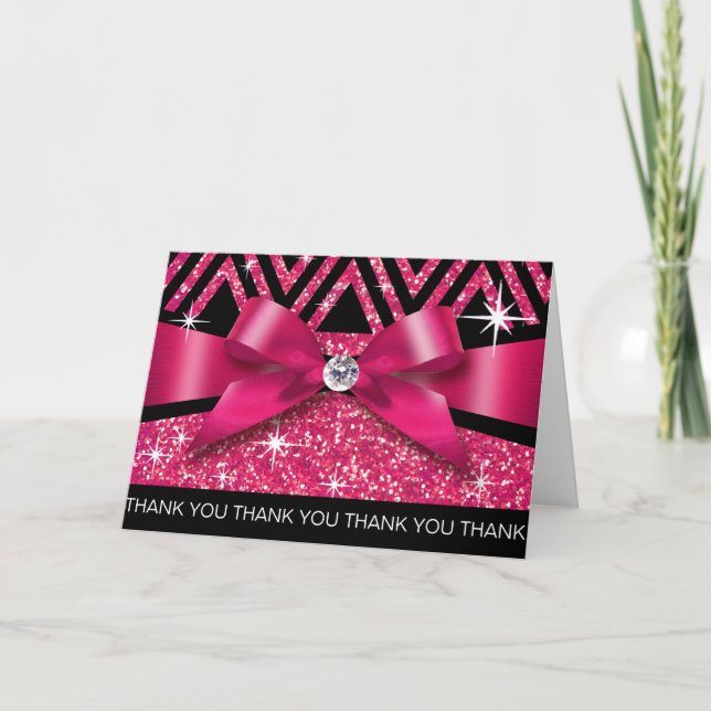 Thank you Glitter Chevron Bling Diamond fuchsia (Front)
