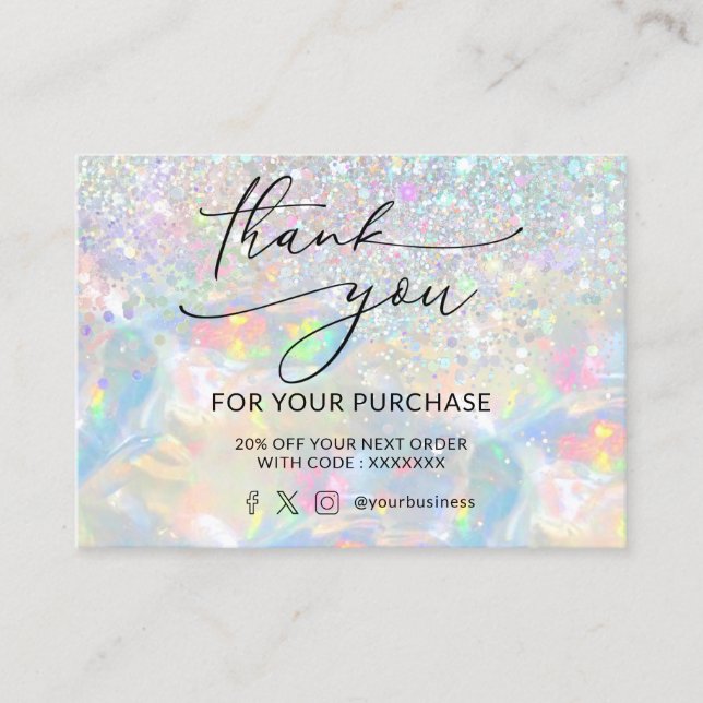  thank you glitter opal business card (Front)