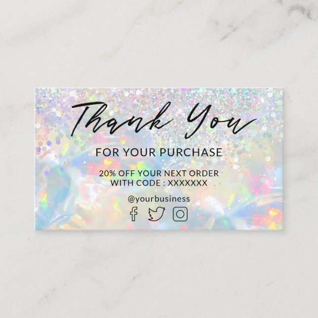  thank you  glitter opal discount card (Front)
