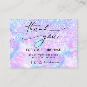 thank you glitter purple opal business card