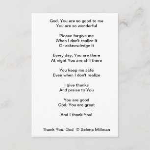 "Thank You, God" Poem Enclosure Card