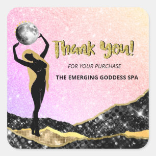 *~* THANK YOU Goddess Pastel Ombre Glitter Square Sticker