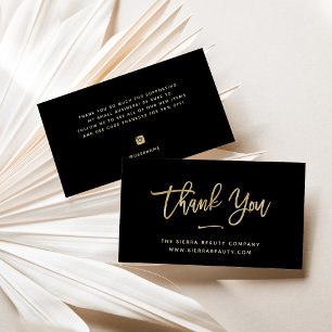 Thank You Gold and Black Small Business Business Card