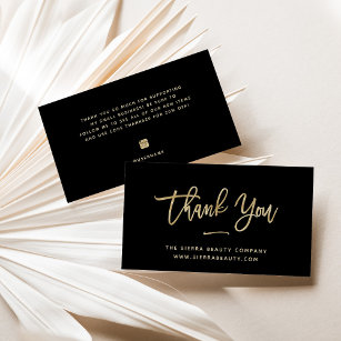 Thank You   Gold and Black Small Business Business Card
