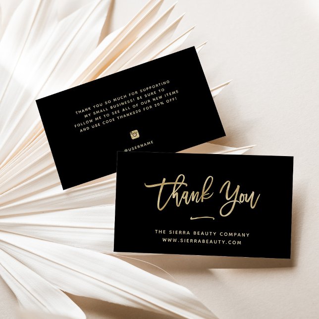 Thank You | Gold and Black Small Business Card (Creator Uploaded)