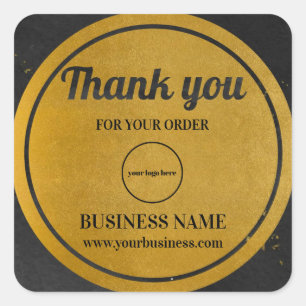Thank You Gold Black Business Corporate Square Sticker