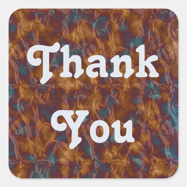 Thank You Gold Blue Tie-dye Pattern Appreciation Square Sticker (Front)