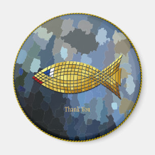 "Thank You" Gold Fish Tile Design Magnet