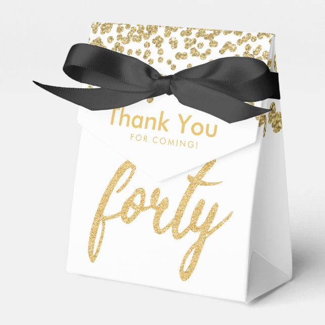 Thank You Gold "Forty" Birthday Party Favour Box (Front Side)