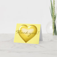 Thank You! Gold Glass Heart - blank inside