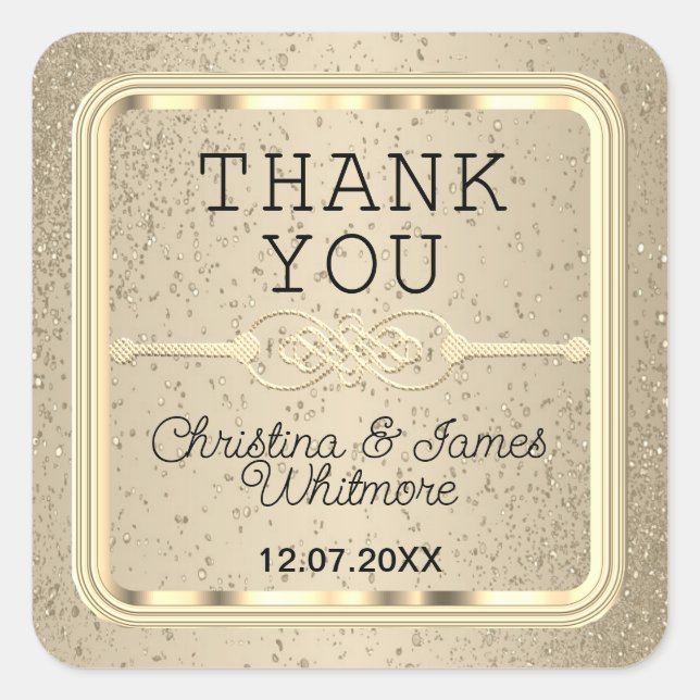 Thank You - Gold Glitter and Gold Labels Square (Front)