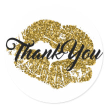 Thank You Gold Glitter Lips