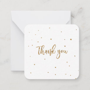 Thank you gold glitter on white card