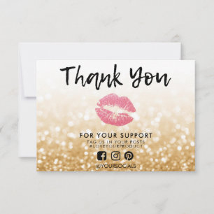 Thank You Gold Glitter Pink Lips Media Insert