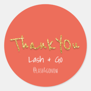Thank You Gold Glitter Script Wedding Event Favour Classic Round Sticker
