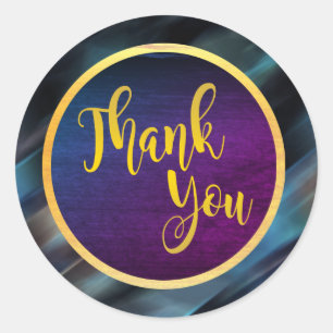 Thank You Gold Glitter Wedding Glow Classic Round Sticker