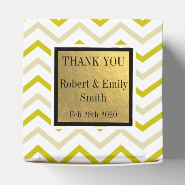 Thank You Gold Glitter Zigzag Chevron Pattern Favour Box (Top)