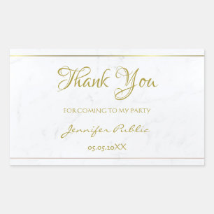 Thank You Gold Hand Script Text Marble Template Rectangular Sticker