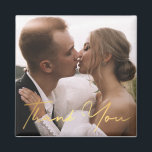 thank you, gold handwriting wedding  photography magnet<br><div class="desc">elegant gold calligraphy wedding  day photo Thank You magnet.</div>