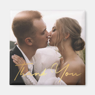 thank you, gold handwriting wedding  photography magnet