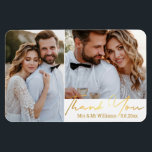 thank you,gold handwritting wedding photos collage magnet<br><div class="desc">photos by freepik.com 
elegant gold handwriting wedding 2  photos collage Thank You magnet, custom</div>