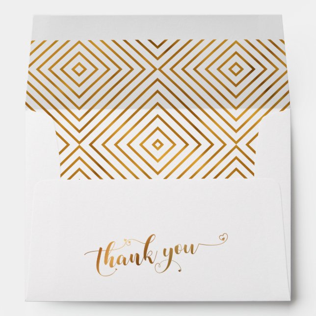 Thank You Gold Hearts Calligraphy Personalised Envelope (Back (Bottom))