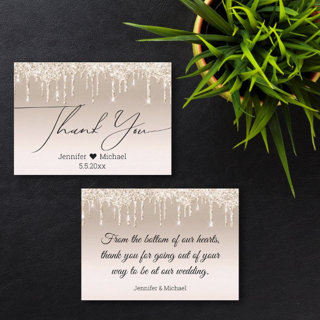thank you,gold luxury dripping glitters wedding card (Creator Uploaded)