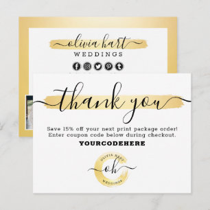 Thank You Gold Minimalist Stylist Marketing Photo  Postcard