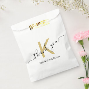 Thank you gold monogram script  favour bags