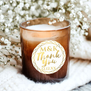 Thank You Gold Monogram Wedding Favour Sticker