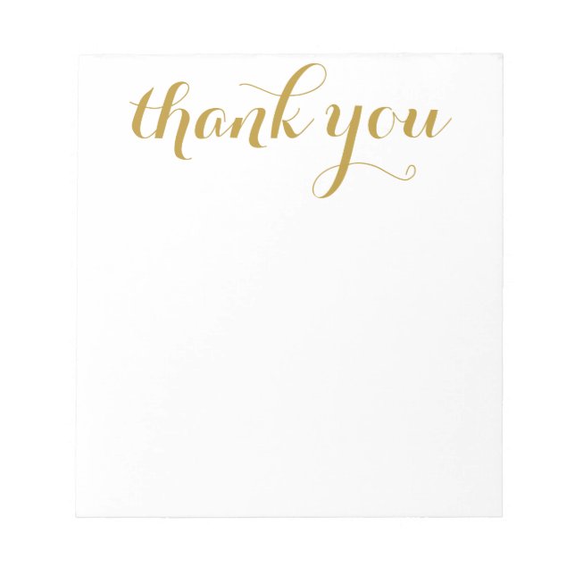 Thank You Gold Script Print 5.5 x 6 Notepad (Front)