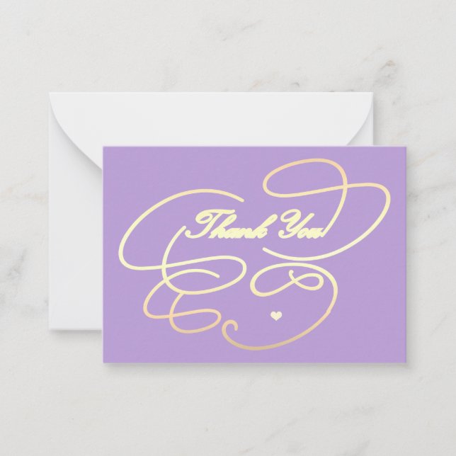 Thank you gold script simple elegant purple card (Front)