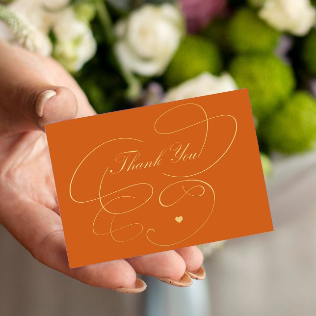 Thank you gold script simple elegant terracotta card (Creator Uploaded)