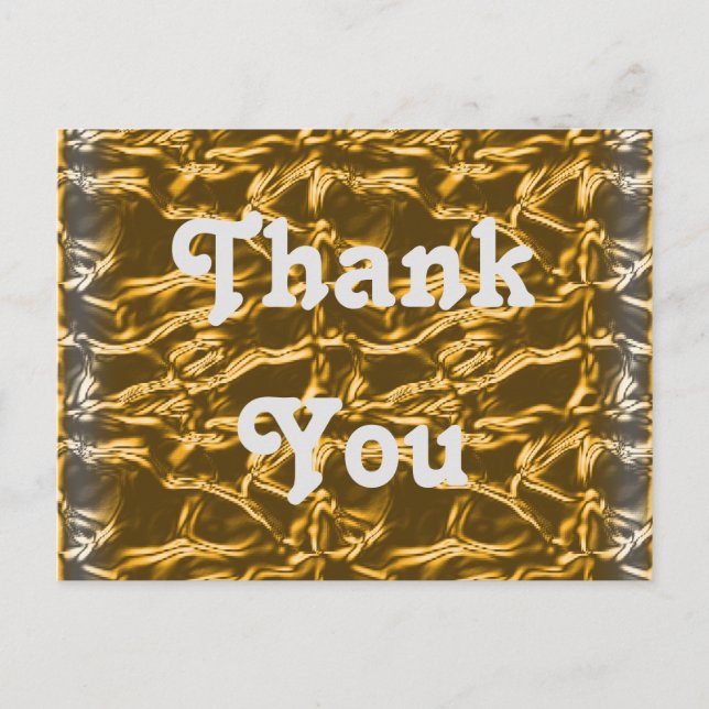 Thank You Gold Silver Metallic Gratitude Postcard (Front)